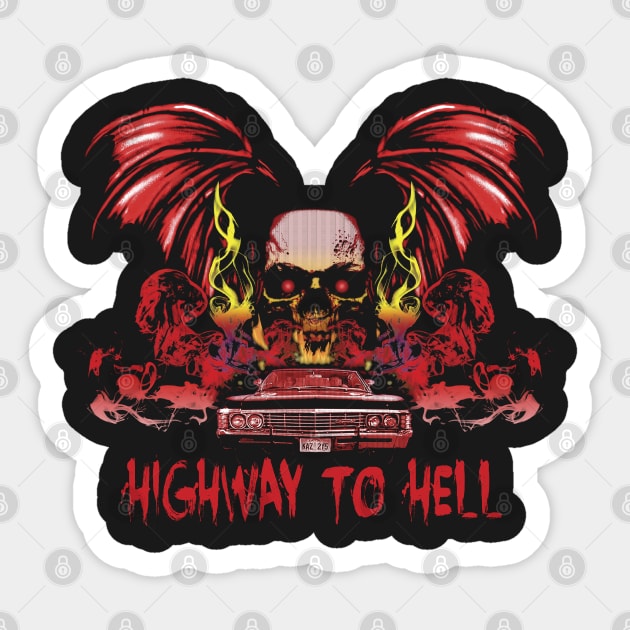 Highway To Hell - Colour Sticker by HappyLlama